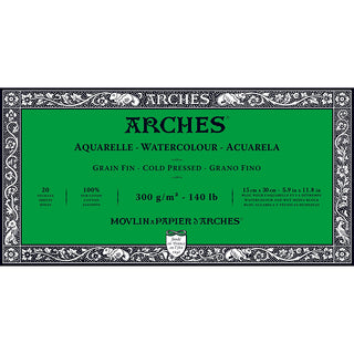 Arches Watercolour Block Natural White Cold Pressed 300gr Sulu Boya Blok 20 Sayfa 10x25cm (4 Tarafı Yapışkanlı)