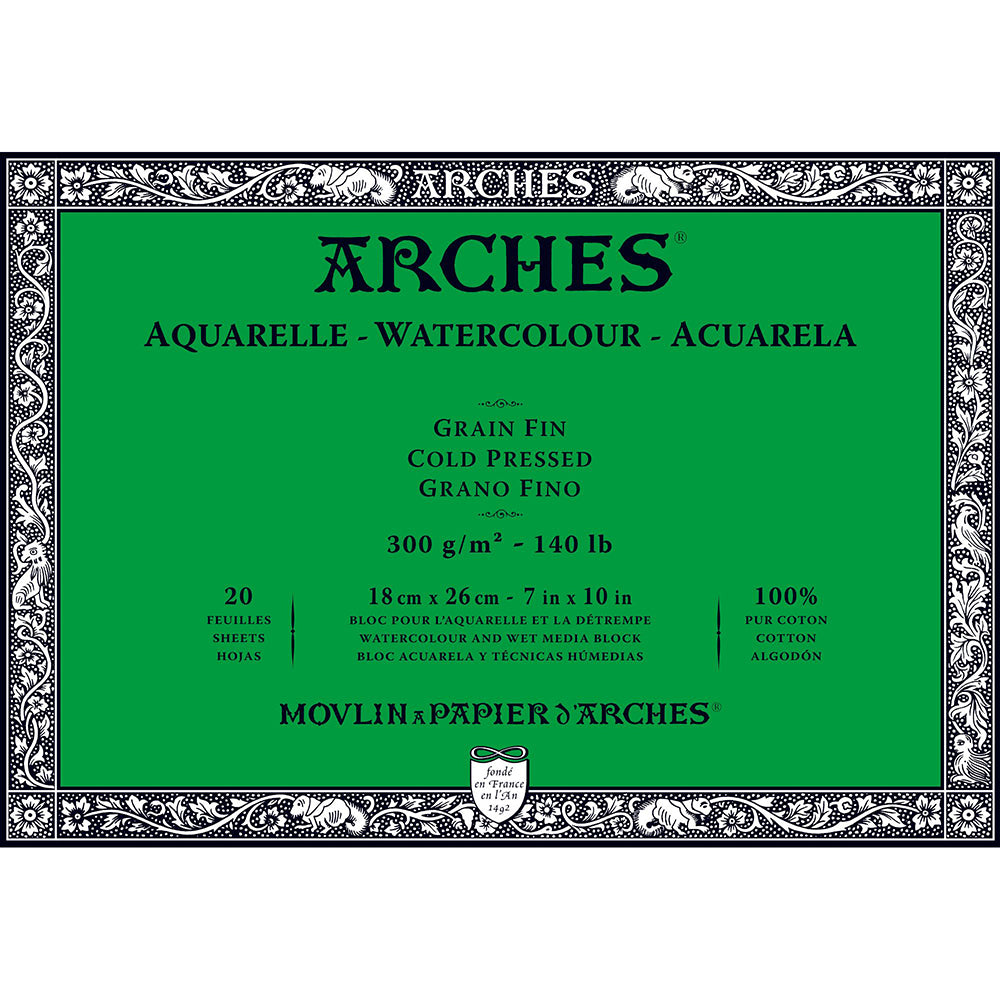 Arches Watercolour Block Natural White Cold Pressed 300gr Sulu Boya Blok 20 Sayfa 18x26cm (4 Tarafı Yapışkanlı)