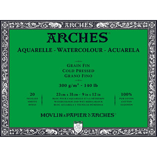 Arches Watercolour Block Natural White Cold Pressed 300gr Sulu Boya Blok 20 Sayfa 23x31cm (4 Tarafı Yapışkanlı)