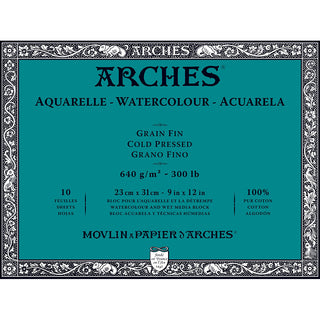 Arches Watercolour Block Natural White Cold Pressed 640gr Sulu Boya Blok 10 Sayfa 23x31cm (4 Tarafı Yapışkanlı)