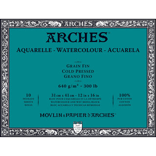 Arches Watercolour Block Natural White Cold Pressed 640gr Sulu Boya Blok 10 Sayfa 31x41cm (4 Tarafı Yapışkanlı)