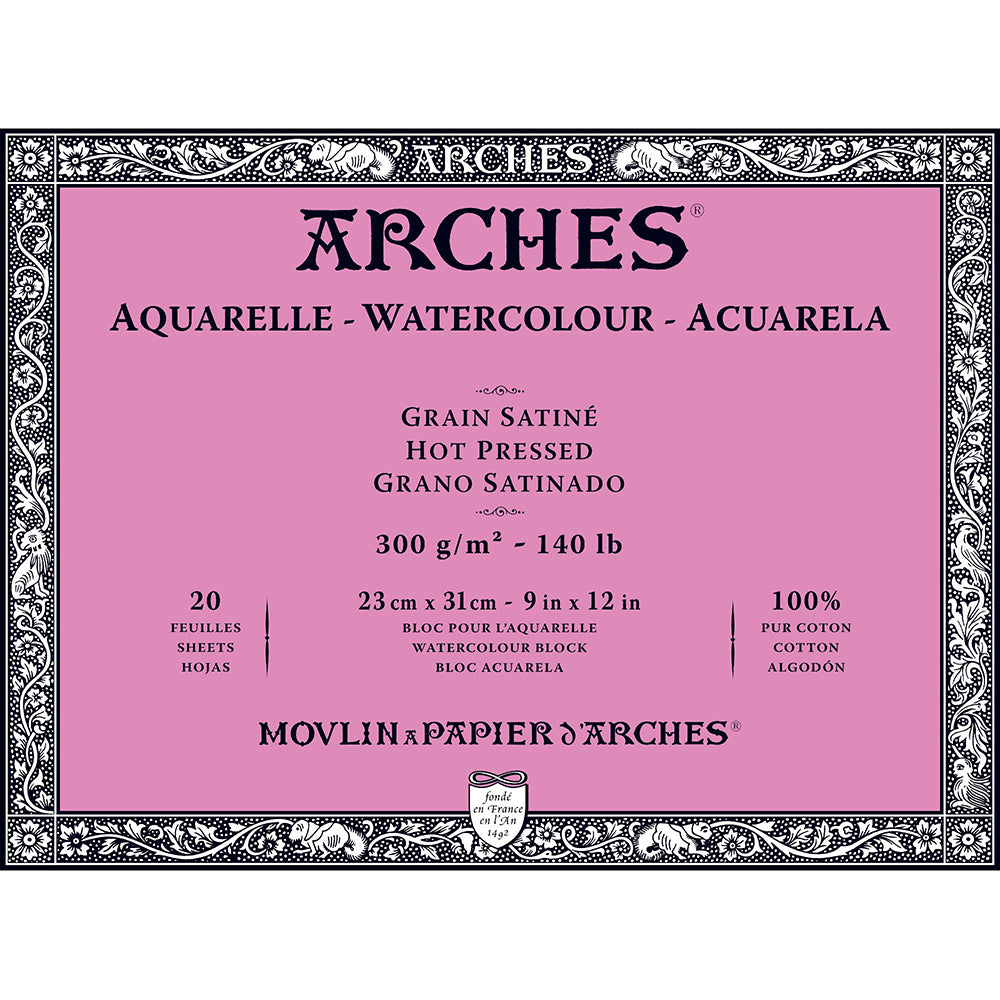 Arches Watercolour Block Natural White Hot Pressed 300gr Sulu Boya Blok 20 Sayfa 23x31cm (4 Tarafı Yapışkanlı)