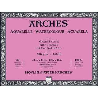Arches Watercolour Block Natural White Hot Pressed 300gr Sulu Boya Blok 20 Sayfa 31x41cm (4 Tarafı Yapışkanlı)