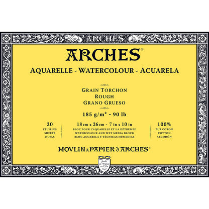 Arches Watercolour Block Natural White Rough 185gr Sulu Boya Blok 20 Sayfa 18x26cm (4 Tarafı Yapışkanlı)