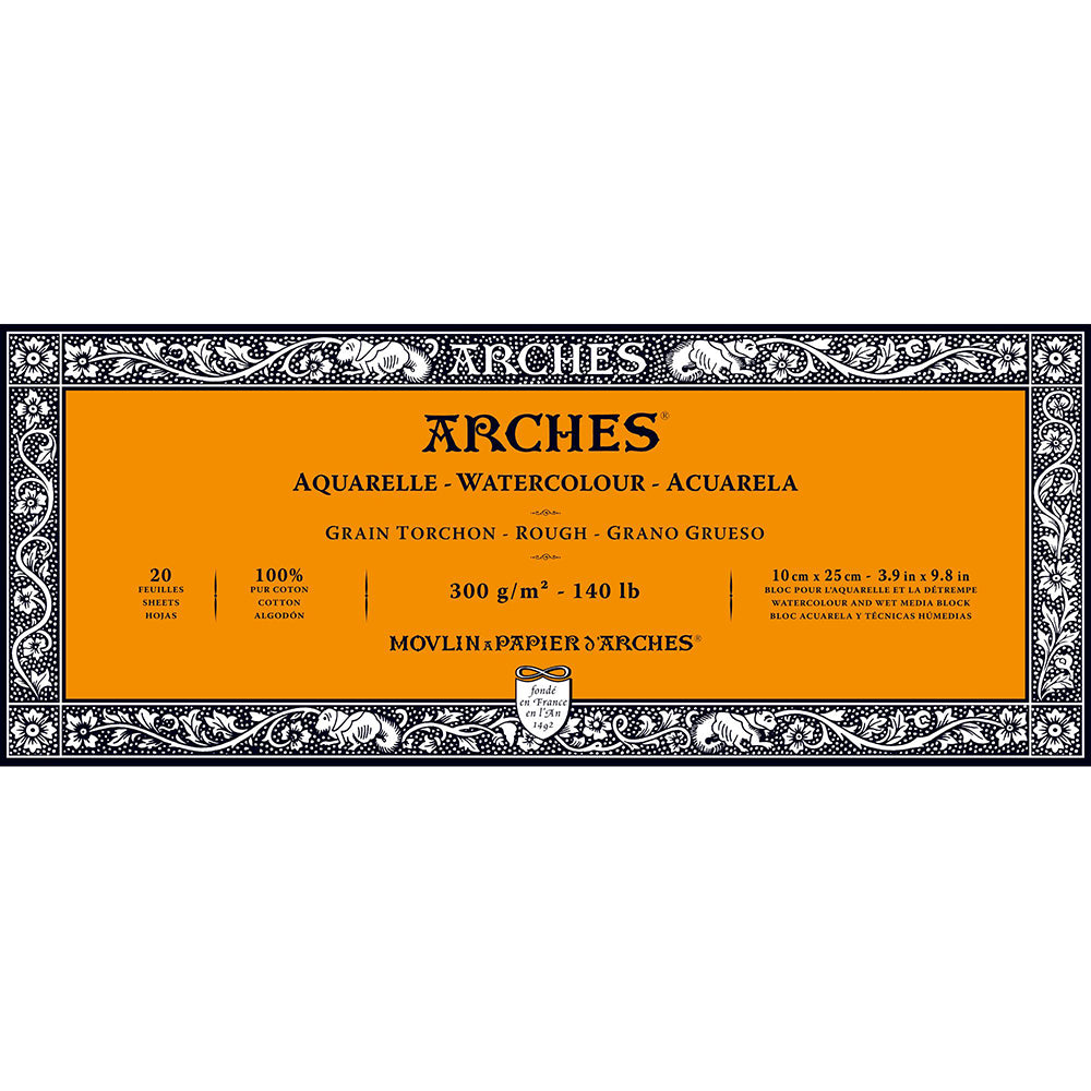 Arches Watercolour Block Natural White Rough 300gr Sulu Boya Blok 20 Sayfa 10x25cm (4 Tarafı Yapışkanlı)