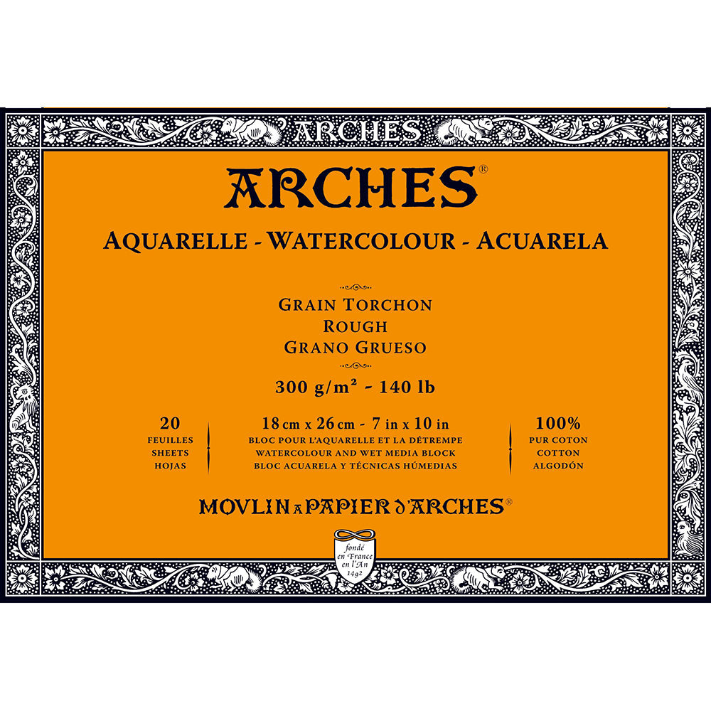 Arches Watercolour Block Natural White Rough 300gr Sulu Boya Blok 20 Sayfa 18x26cm (4 Tarafı Yapışkanlı)
