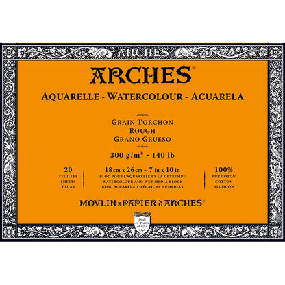 Arches Watercolour Block Natural White Rough 300gr Sulu Boya Blok 20 Sayfa 18x26cm (4 Tarafı Yapışkanlı)