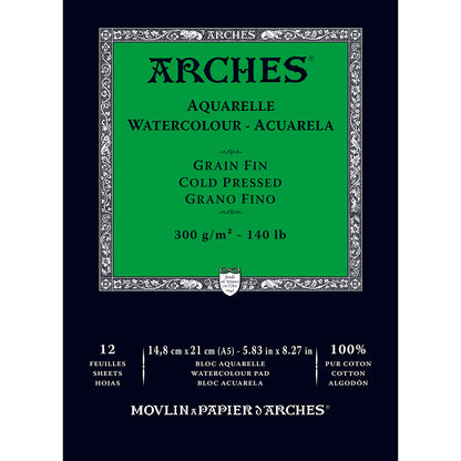 Arches Watercolour Pad Natural White Cold Pressed 300gr Sulu Boya Blok 12 Sayfa A5 (14.8x21cm)