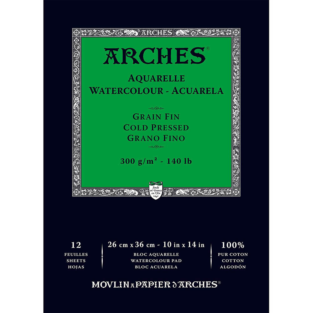 Arches Watercolour Pad Natural White Cold Pressed 300gr Sulu Boya Blok 12 Sayfa 26x36cm