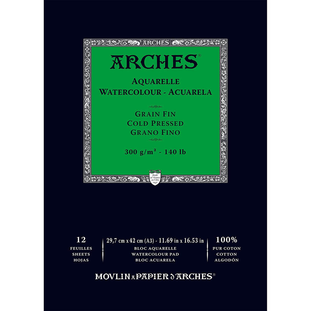 Arches Watercolour Pad Natural White Cold Pressed 300gr Sulu Boya Blok 12 Sayfa A3 (29.7x42cm)