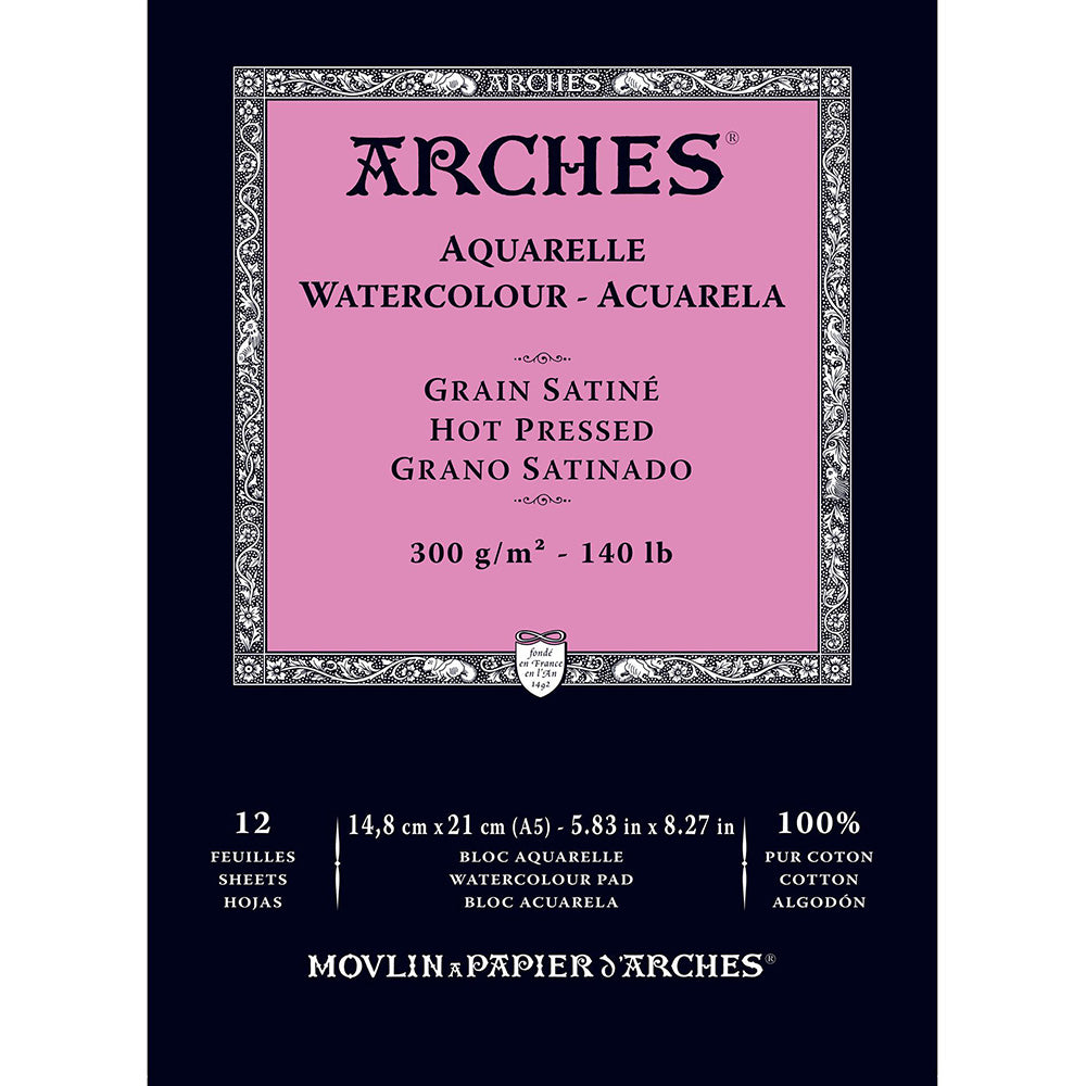Arches Watercolour Pad Natural White Hot Pressed 300gr Sulu Boya Blok 12 Sayfa A5 (14.8x21cm)