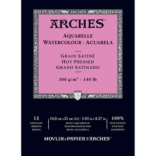 Arches Watercolour Pad Natural White Hot Pressed 300gr Sulu Boya Blok 12 Sayfa A5 (14.8x21cm)
