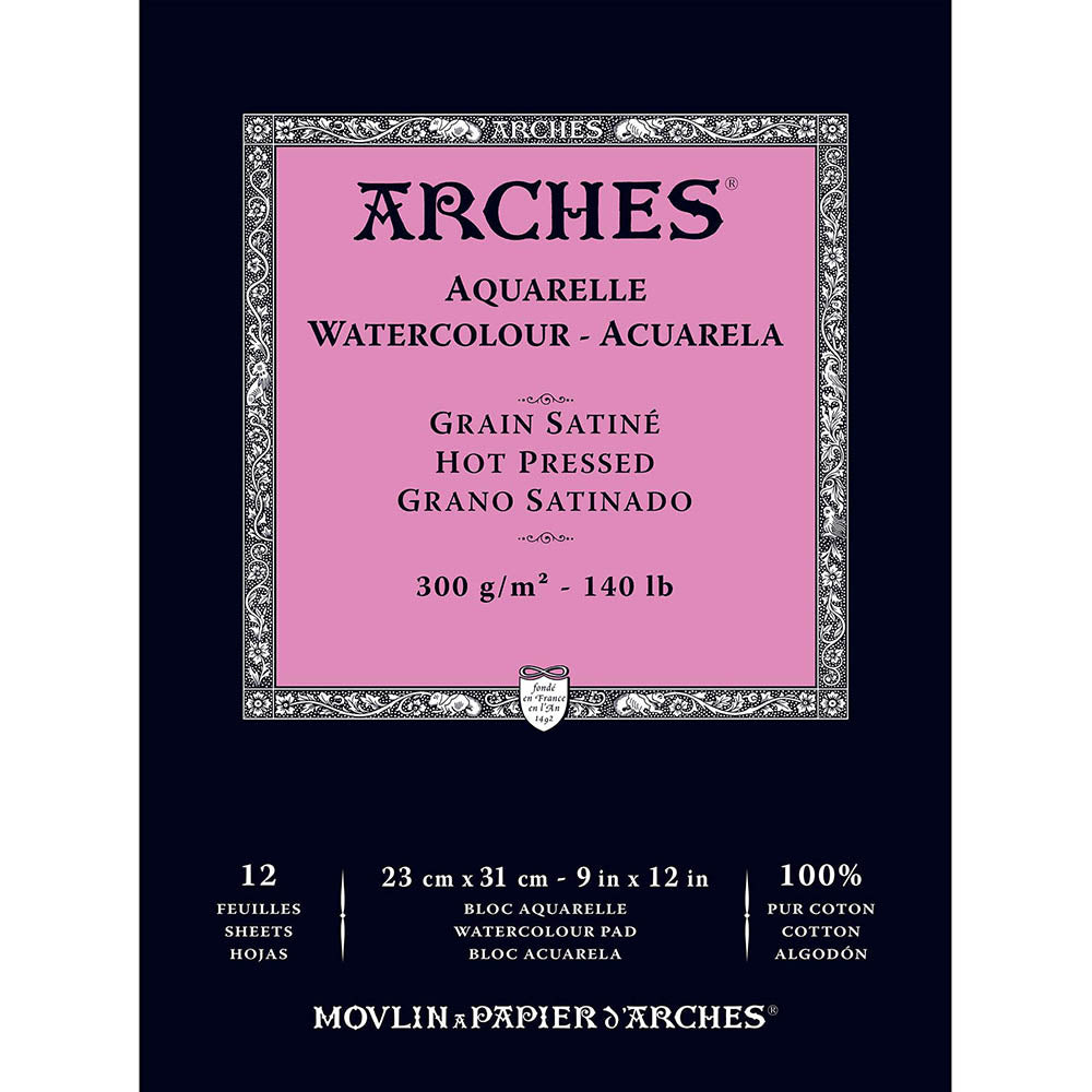 Arches Watercolour Pad Natural White Hot Pressed 300gr Sulu Boya Blok 12 Sayfa 23x31cm