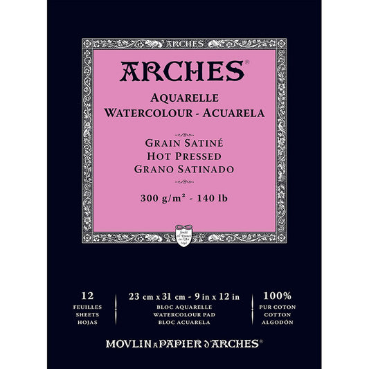 Arches Watercolour Pad Natural White Hot Pressed 300gr Sulu Boya Blok 12 Sayfa 23x31cm