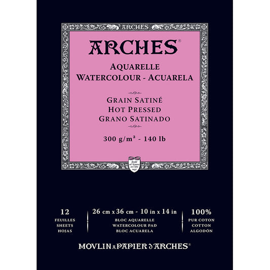 Arches Watercolour Pad Natural White Hot Pressed 300gr Sulu Boya Blok 12 Sayfa 26x36cm