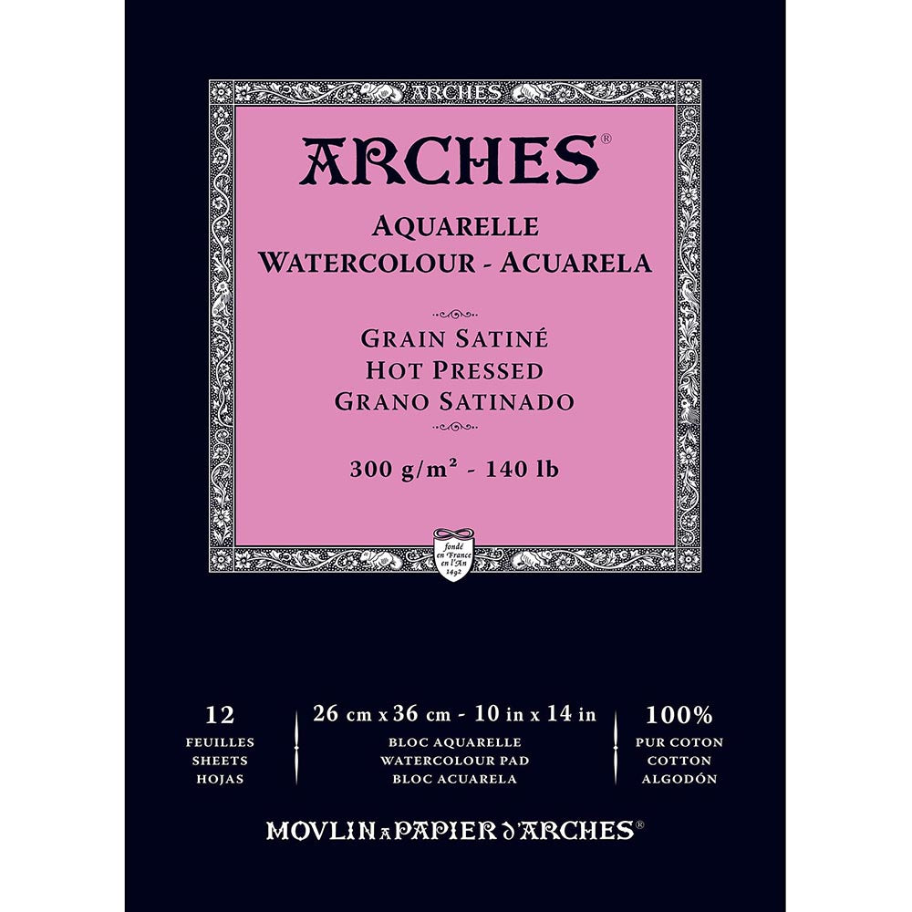 Arches Watercolour Pad Natural White Hot Pressed 300gr Sulu Boya Blok 12 Sayfa A3 (29.7x42cm)
