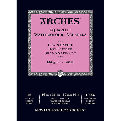Arches Watercolour Pad Natural White Hot Pressed 300gr Sulu Boya Blok 12 Sayfa A3 (29.7x42cm)