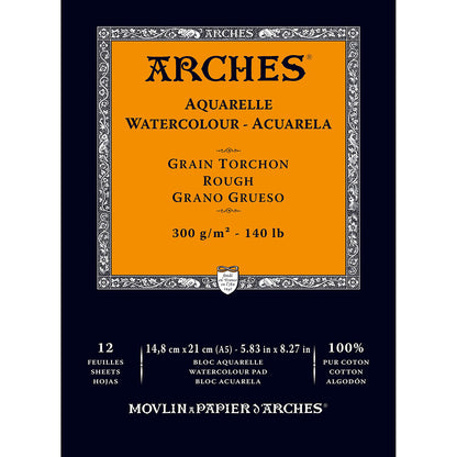 Arches Watercolour Pad Natural White Rough 300gr Sulu Boya Blok 12 Sayfa A5 (14.8x21cm)