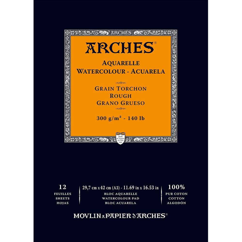 Arches Watercolour Pad Natural White Rough 300gr Sulu Boya Blok 12 Sayfa A3 (29.7x42cm)
