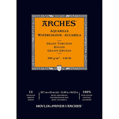 Arches Watercolour Pad Natural White Rough 300gr Sulu Boya Blok 12 Sayfa A3 (29.7x42cm)