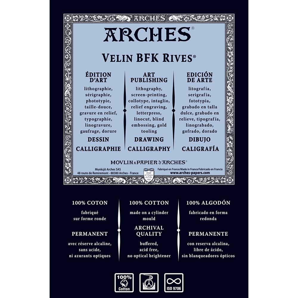 Velin BFK Rives CP White 250gr 56x76cm Lght Fin Grn Smth Surface-%100Cotton