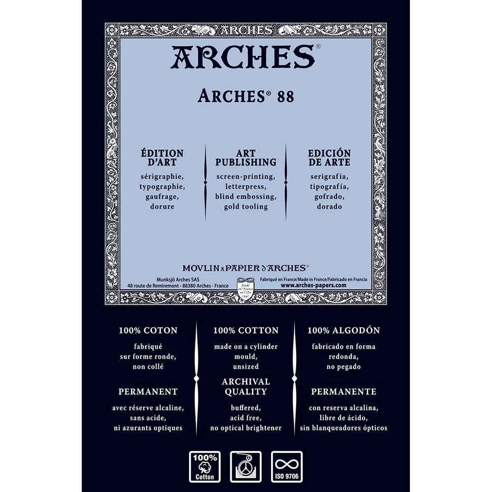 Arches 88 HP White 300gr 56x76cm Very Smooth Satin Surface-%100C-SilkScreen