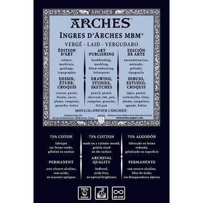 Ingres d'Arches MBM Natural White 130gr 50x65cm Laid Text-%75 Cotton-Pastel