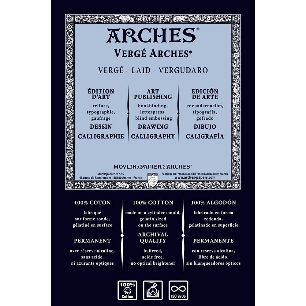Verge Arches Cream 120gr 100x66cm Laid Texture -%100 Cotton R.