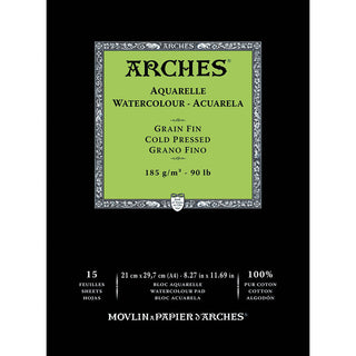 Arches Watercolour Pad Natural White Cold Pressed 185gr Sulu Boya Blok 15 Sayfa A4 (21x29.7cm)