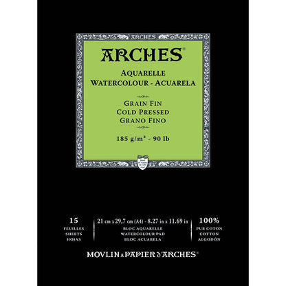 Arches Watercolour Pad Natural White Cold Pressed 185gr Sulu Boya Blok 15 Sayfa A4 (21x29.7cm)