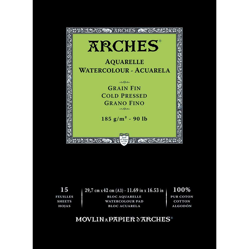 Arches Watercolour Pad Natural White Cold Pressed 185gr Sulu Boya Blok 15 Sayfa A3 (29.7x42cm)