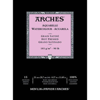 Arches Watercolour Pad Natural White Hot Pressed 185gr Sulu Boya Blok 15 Sayfa A4 (21x29.7cm)