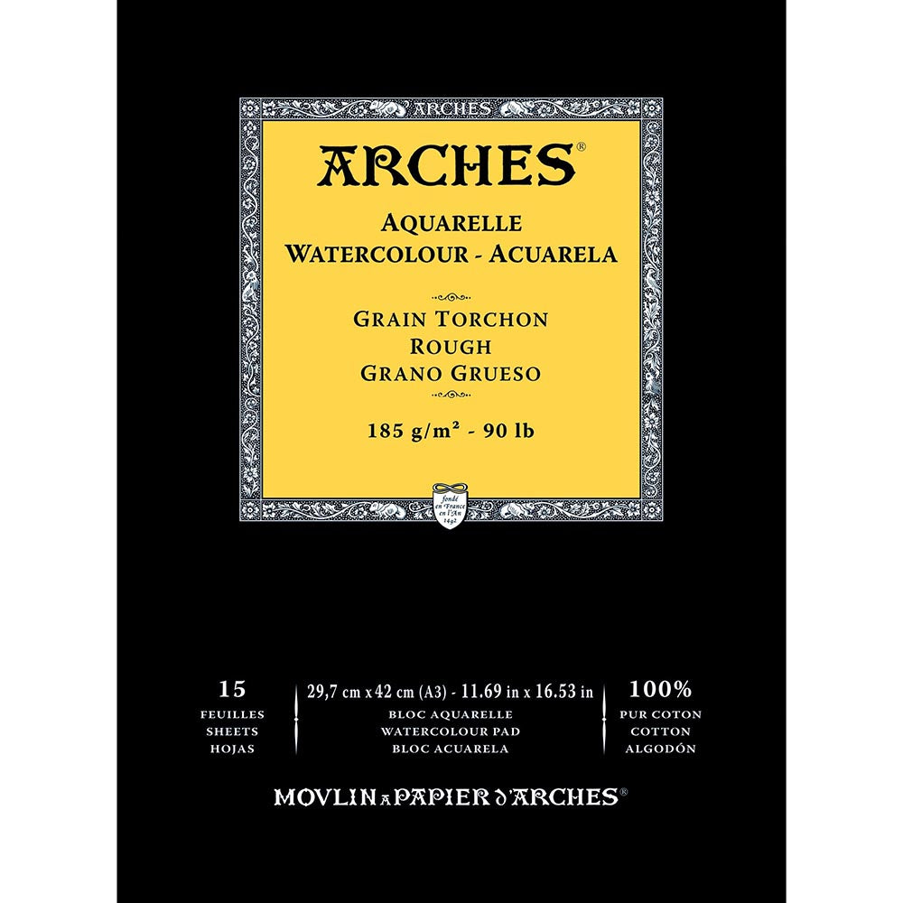 Arches Watercolour Pad Natural White Rough 185gr Sulu Boya Blok 15 Sayfa A3 (29.7x42cm)