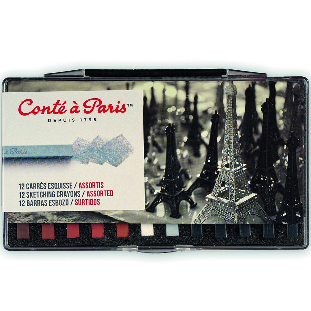 Conte a Paris Carre Stick Pastel Eskiz Seti Plastik Kutu 12 Renk