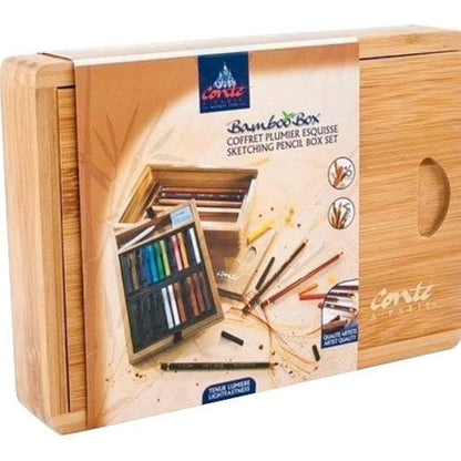 Conte a Paris Carre Stick Pastel Seti Bambu Kutu (12 Renk+12 Eskiz Boyası+6 Kalem + Aksesuarlar)