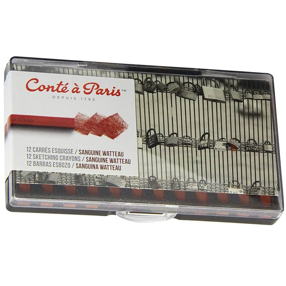 Conte a Paris Carre Stick Pastel Eskiz Seti Plastik Kutu(12ad) Sanguine Watteau