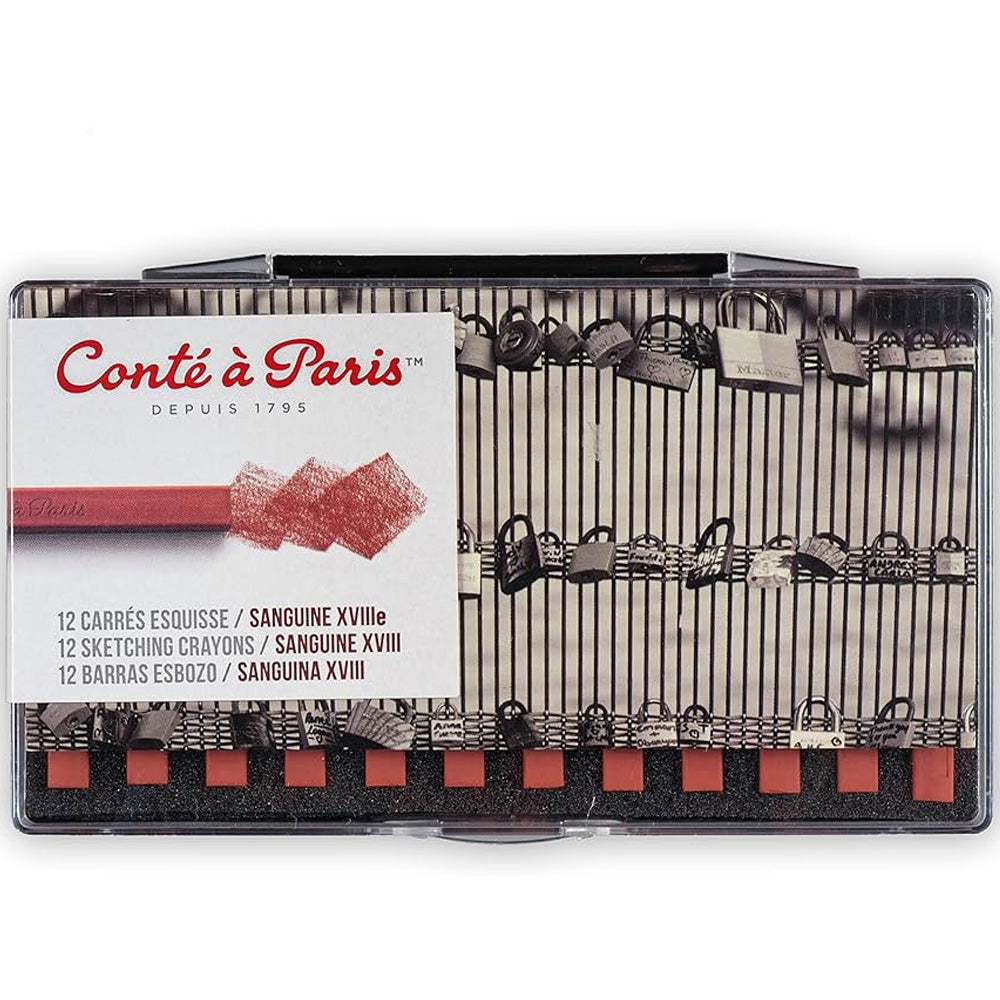 Conte a Paris Carre Stick Pastel Eskiz Seti Plastik Kutu(12ad) Sanguine XVIIIc.