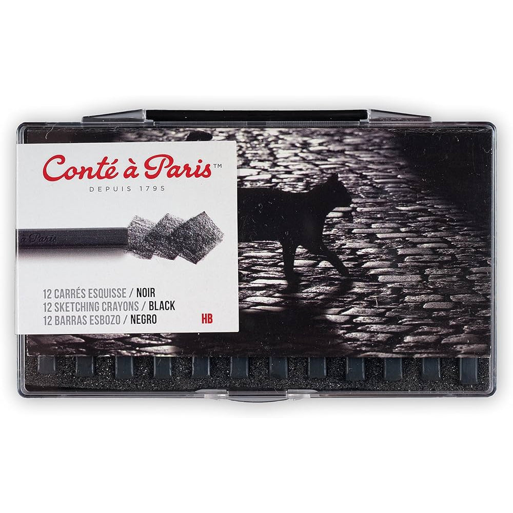 Conte a Paris Carre Stick Pastel Eskiz Seti Plastik Kutu(12ad) Black HB