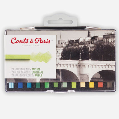 Conte a Paris Carre Stick Pastel Manzara Seti Askılı Plastik Kutu (12 Renk)