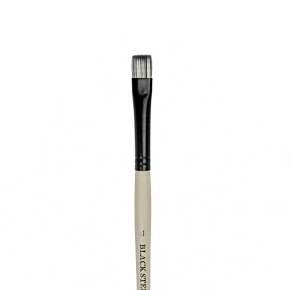 Dynasty Black Steel 8800B Beyaz&Siyah Sentetik Kısa Yassı Fırça No.1