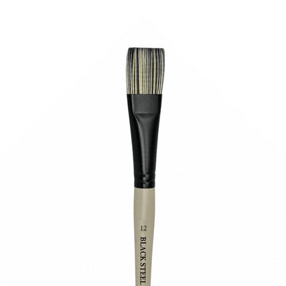 Dynasty Black Steel 8800B Beyaz&Siyah Sentetik Kısa Yassı Fırça No.12