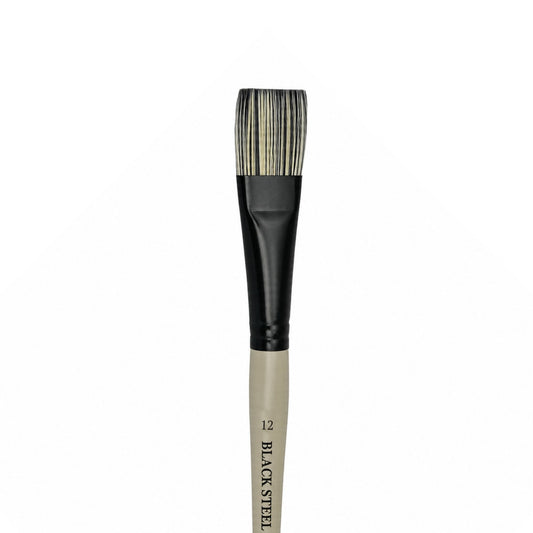 Dynasty Black Steel 8800B Beyaz&Siyah Sentetik Kısa Yassı Fırça No.12