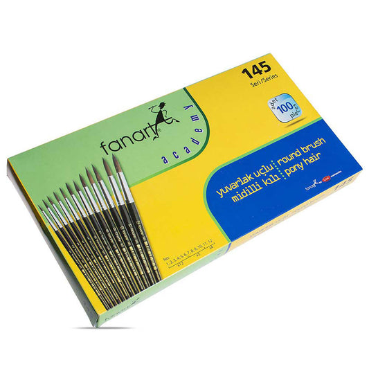 Fanart Academy Seri 145 Kısa Saplı Midilli Kılı Fırça Seti (100 adet)