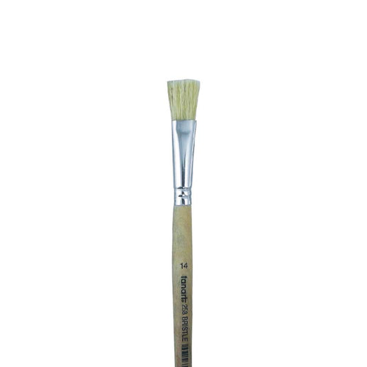 Fanart Academy Seri 258 Uzun Saplı Sert Kıl Yassı Fırça (Uzun Sap) No:14