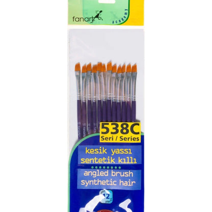 Fanart Academy Seri 538C Sentetik Kıl Kesik Yassı Fırça No:1/8