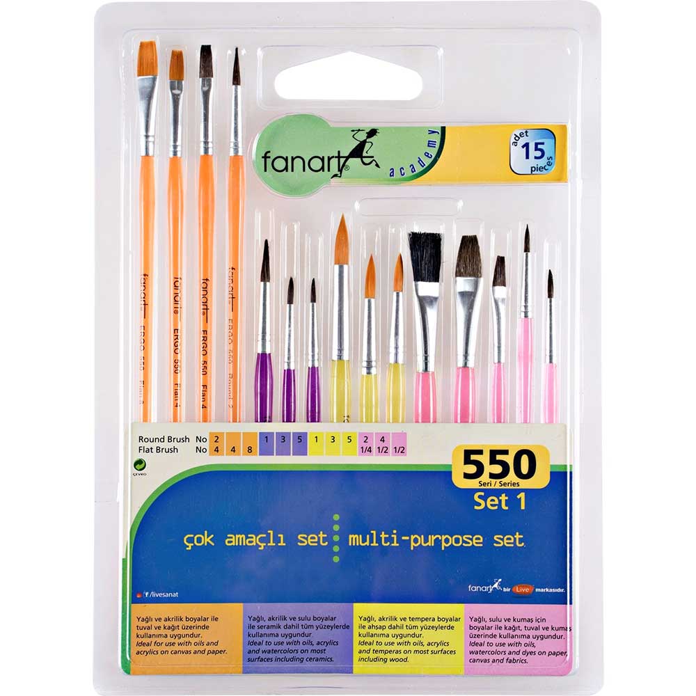 Fanart Academy 550 Seri Fırça Seti 1 (15li)