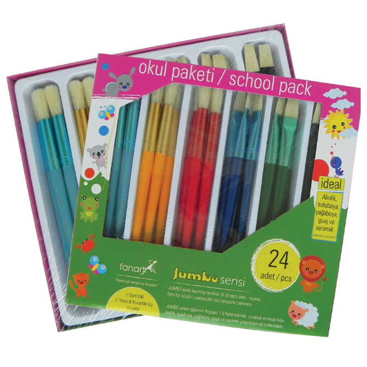 Fanart Academy Seri 560 Jumbo Yuvarlak/Yassı Fırça Seti (24 adet)