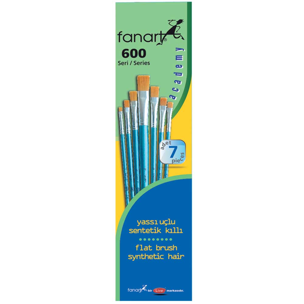 Fanart Academy Seri 600 Uzun Saplı Sentetik Karışık Fırça Seti(7li)