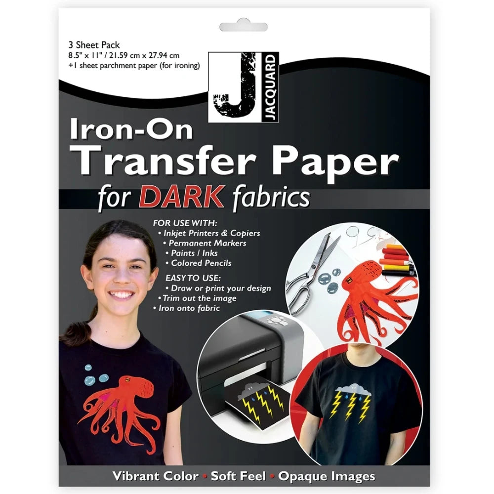 Jacquard Koyu Renkli Kumaşlar için Transfer Kağıdı 21,59x27,94cm - 3'lü