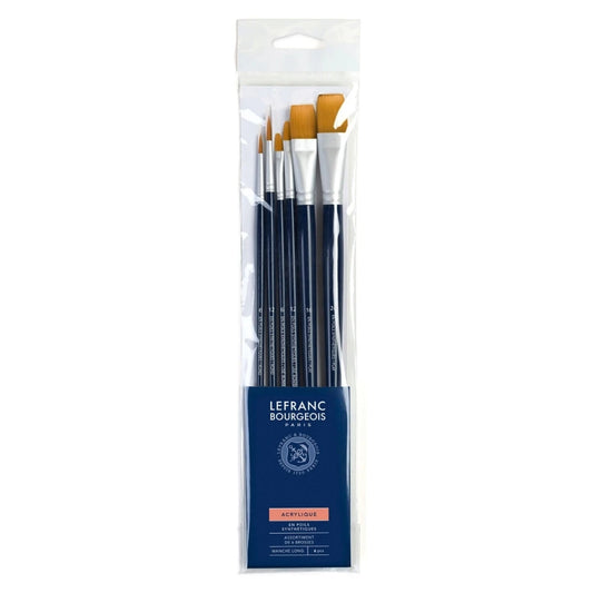 Lefranc Bourgeois Fine Sentetik Kıllı Uzun Saplı Karışık Fırça Seti (6'lı)